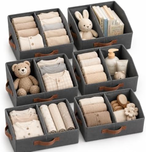 Closet Organizers Storage, Small Collapsible Bin 6pc, Dark Gray