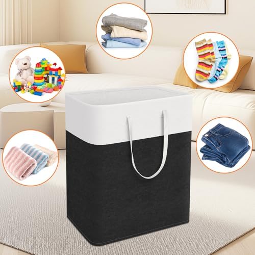 TasticTotes Laundry Basket 3-Pack, Laundry Hamper, 125L-Black | Clothes Laundry Hamper, Collapsible Laundry Basket, Freestanding laundry hamper with Handles for Home or Dorm