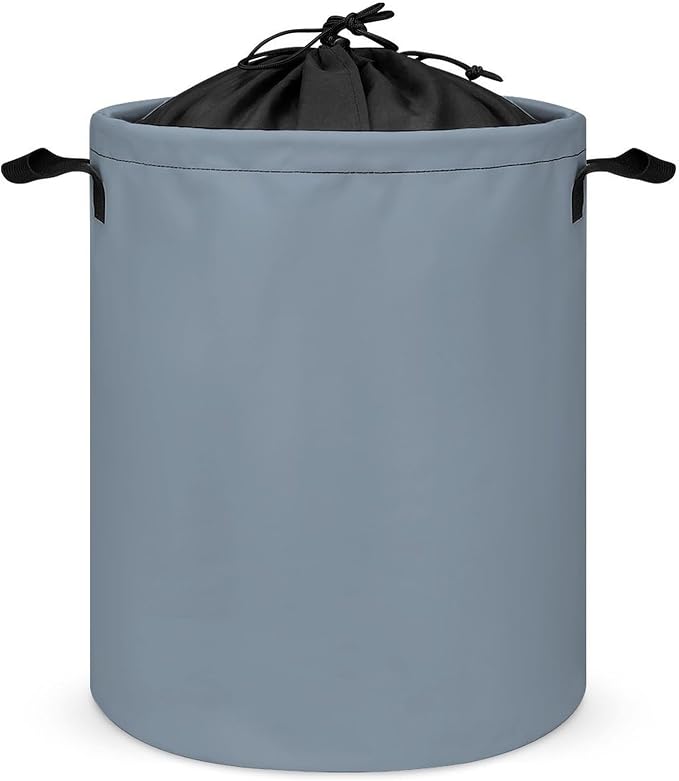 Large Laundry Hamper Bag, Dusty Blue Color Collapsible Laundry Basket with Drawstring Dirty Clothes Organizer Washing Bin for Family Essentials Storage