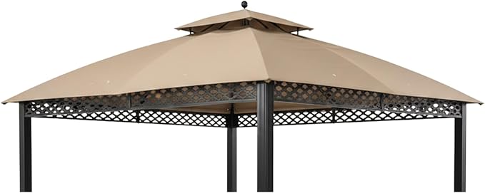 Garden Winds Durable 350 Replacement Canopy Top Compatible with Oakmont 10' x 12' Gazebo Models L-GZ1188PST-A, A111007800 - Beige