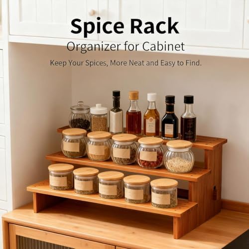 JinDoWin Spice Rack Organizer for Cabinets,Countertop & Pantries