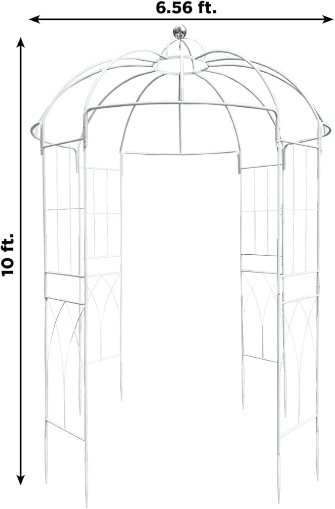 Efavormart 10ft White Metal Birdcage Wedding Arch, Large Garden Gazebo Pergola Arbor for Outdoor Ceremonies, Vines and Immersive Event Staging