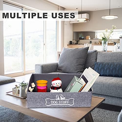 Vumdua Large Dog Toy Box - Trapezoid Dog Toy Bin with Handles, Collapsible Pet Supplies Storage Basket, Perfect for Organizing Dog Cat Toys and Accessories