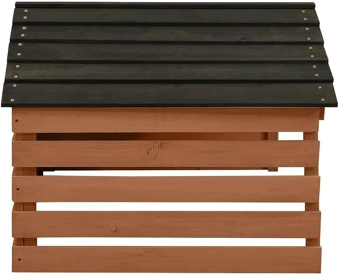 Pemberly Row Wooden Lawn Mower Garage, 27.6 x 30.7 x 21.3 in, Black/Brown Finish, Weatherproof Firwood Construction, Rustic Outdoor Storage Shed for Garden Equipment