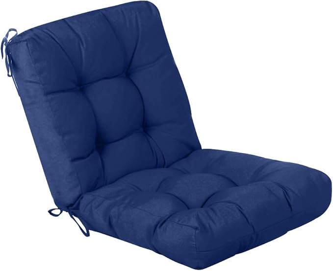 QILLOWAY Outdoor Chair Cushion for Patio Furniture, Waterproof Patio Cushions with Ties, Fade Resistant Replacement Pads for Outdoor Rocking Chairs,Navy