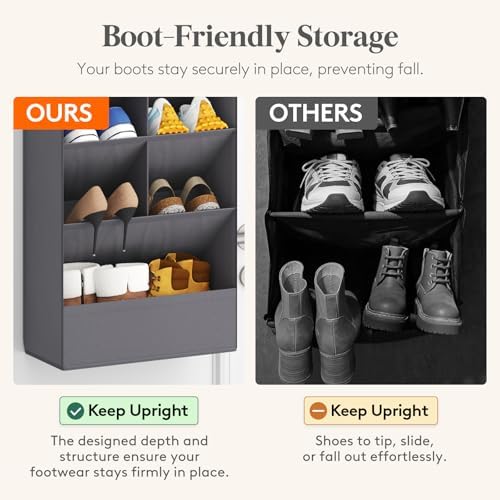 Lifewit 10 Tier Over the Door Shoe Organizer with 19 Large Deep Pockets, Fabric Hanging Shoes Shelf for Closet, Dorm Storage, Fit Up to 20 Pair Shoe Rack Holder for Sneakers, Boots, Gray