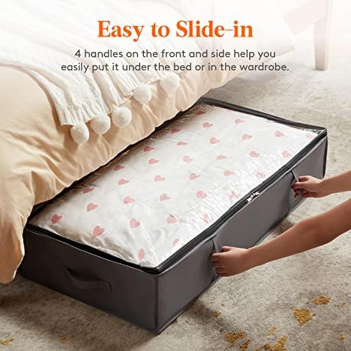 Lifewit 95L 2 Pack Under Bed Storage Containers, Large Capacity Blanket Storage Bags with Reinforced Handle, Organization and Storage for Comforters, Sheets, Clothes, Bedroom, College Dorm, Grey