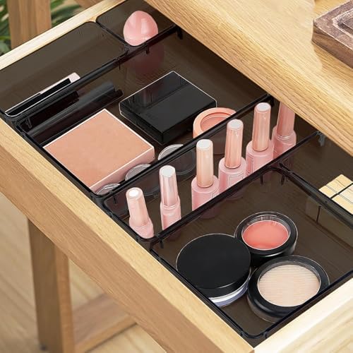 13 PCS Drawer Organizer Set, 5 Size Bathroom and kitchen organizer Trays | Bathroom and kitchen Drawer cabinet organizer Trays, Clear Storage Bins for Makeup, Jewelry, Utensils and Gadgets