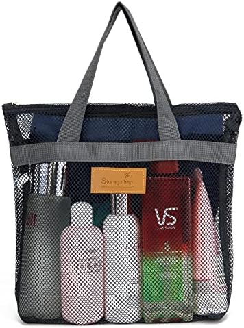 TOPASION Mesh Shower Caddy Bag Portable Hanging Toiletry and Bath Organizer with Zipper for Travel, Gym, Camping, College Dorms, Beach