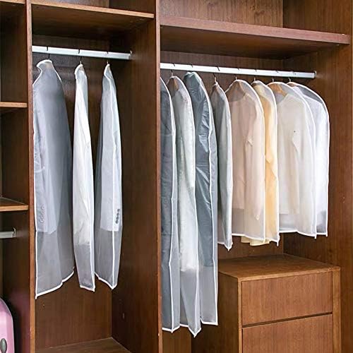 Garment Bags for Hanging Clothes (Set of 12) Suit Bags for Closet Storage, Plastic Waterproof Suit Cover Bag with Zipper for Coats, Jackets, Shirts 24'' x 40''