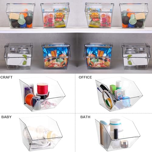 Yerliker 12 Pcs 4 Pcs Stackable Storage Bins with Lids Organizer, Clear