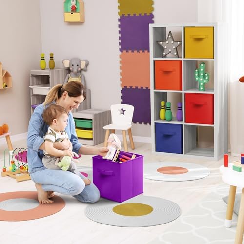 Sorbus 6-Pack Fabric Storage Cubes (13 Inch, Deep Rainbow)