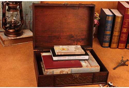Cabilock Vintage Wooden Storage Box Large Desktop Book Storage Box for Documents Jewelry Postcards Sundries Home Decor 12.59 X 9.25 X 4.52 in