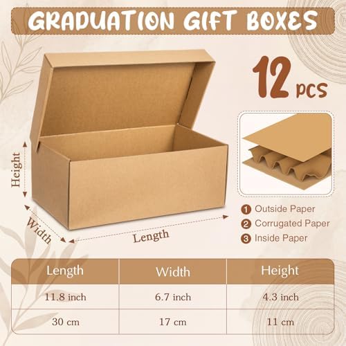 Eersida Brown 12 Pcs DIY 2027 Senior Box Shoebox Cardboard Memory Box
