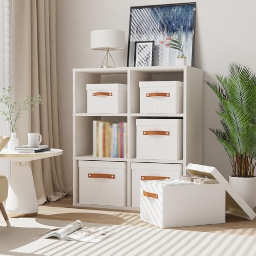 Fabric Storage Baskets,White Boxes,7.1 x 9.1 x 13In,5 Pack