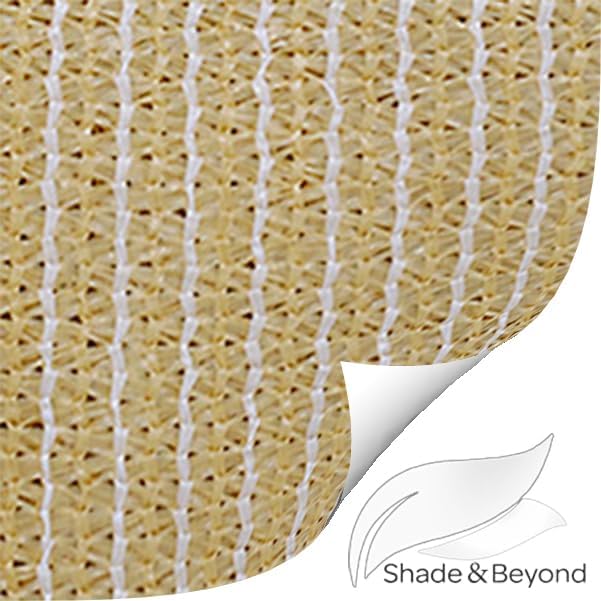 Shade&Beyond Rectangle Sun Shade Sail 12'X12'Beige Permeable Canopy Sand for Patio Garden Yard Deck Pergola (We Make Custom Size)