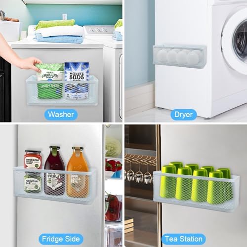 Picowe Magnetic Laundry Organizer, Extra Large Magnet Basket for Laundry Room,16.5lb Capacity Magnetic Shelf for Washer /Dryer, Fridge & Small Spaces (XL, White)
