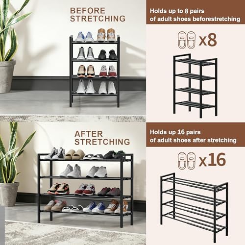 Expandable Shoe Rack, Heavy Duty Metal Shoe Organizer for Closet