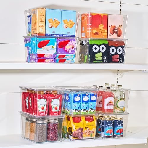 theaoo Large Clear Storage Bins with Lids, Stackable Containers, 6 Pack