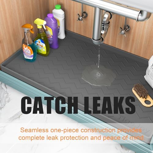TigeJoy Under Sink Mats for Kitchen Waterproof 40" x 19", Cabinet Liner