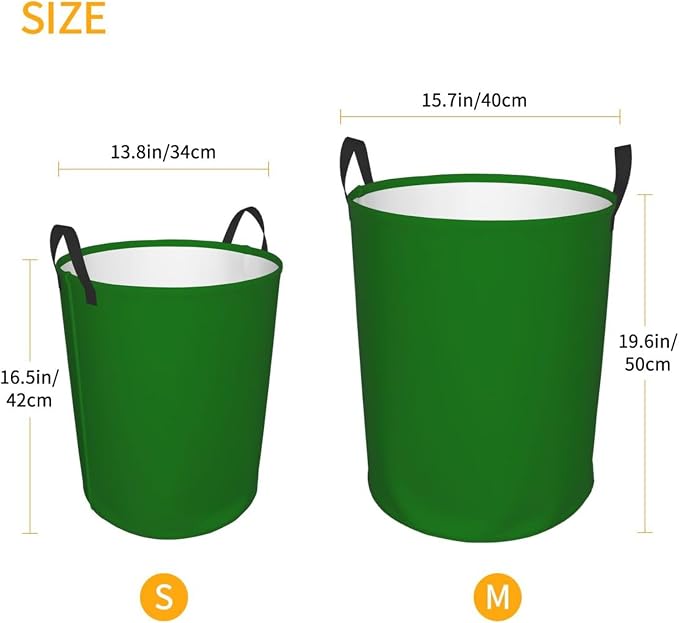 19.6" Large Laundry Hamper Bag, Solid Green Trend Color Collapsible Laundry Basket Dirty Clothes Organizer Washing Bin for Family Essentials Storage