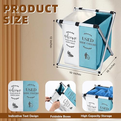 Wonderjune Foldable Disposable Shoe Cover Box Dispenser, Beige, Light Blue