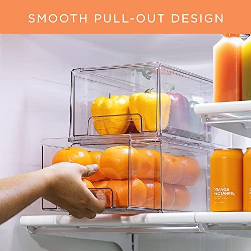 Sorbus Clear Storage Drawers for Refrigerator with Handles (Large, 2 Pack)