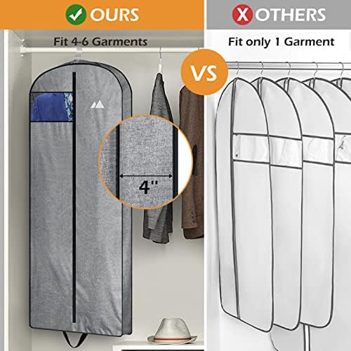 MISSLO 60" Heavy Duty Long Garment Bags for Travel Monogrammed Dress Bag Waterproof Oxford Fabric Wedding Dress Cover for Gowns, Winter Coats, Suits (Pack of 2)