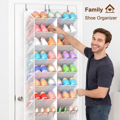 UVIAHOMI Over the Door Shoe Organizer for 20-30 Pairs, 10-Tier, White