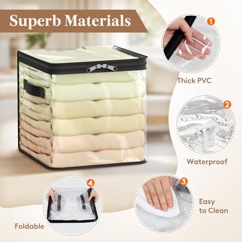 Lifewit 4 Pack Clear Clothes Storage Bags, Sweater Storage with Zipper, 18L