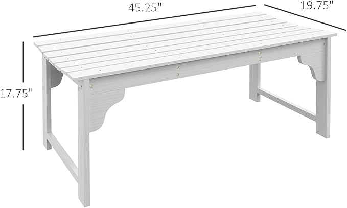 Outsunny Wooden Garden Bench, Outdoor Park Bench with Slatted Seat, Backless Front Porch Bench with Curved Seat for Conservatory, Garden, Poolside, Deck, White