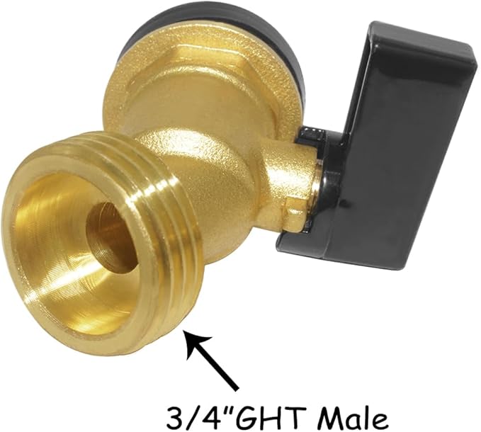 Uenede Brass Water Container Rain Barrel Faucets Spigot 3/4" G Male Thread Large Inlet to 3/4" GHT Male Thread Outlet with Quarter Turn Ball Valve Include Bulkhead Fitting and Washers
