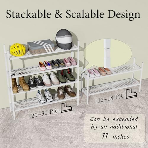 Shoe Rack, 45.6" Expandable Shoe Storage Organizer for Closet - Stackable