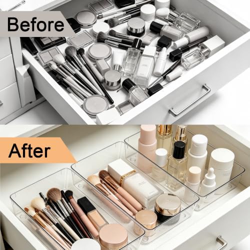 14Pack Desk Clear Drawer Organizers 6"*9" for Vanity, Bathroom, Office