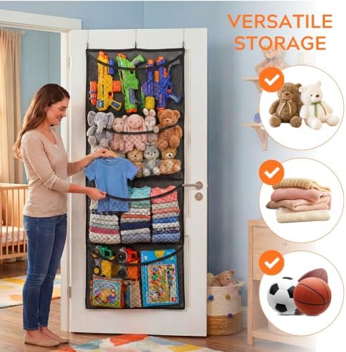 Ofiray-home Over The Door Stuffed Animal Storage, Wide, Cotton