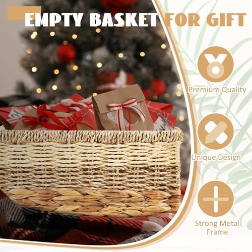 Suzile 4 Pack Wicker Storage Baskets, Water Hyacinth Seagrass, M