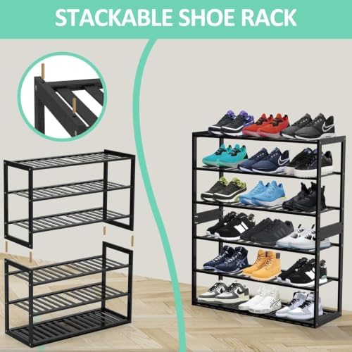Jripae 3 Tier 27.5in Bamboo Shoe Rack for Entryway Closet Bedroom Garage