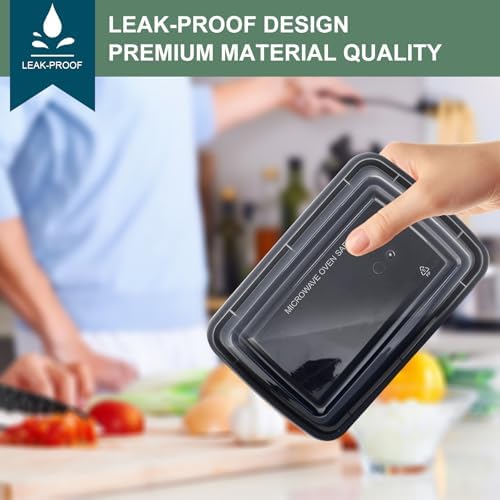vivigu 50 Pack Meal Prep Containers 38 oz, Leakproof To Go Food Containers, Disposable & Reusable Food Prep Containers for Takeout, Food Storage Containers BPA-Free, Microwave/Dishwasher/Freezer Safe