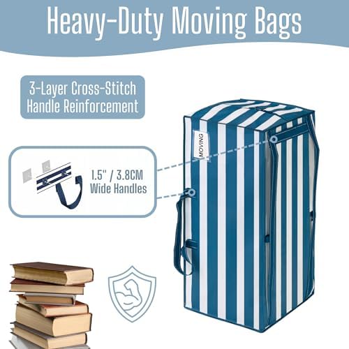 VENO 8 Pack Heavy Duty Moving Bags with Backpack Straps, Zippers & Handles, Extra Large Packing Bags for College Dorm Essentials, Moving Supplies Alternative to Cardboard Moving Boxes