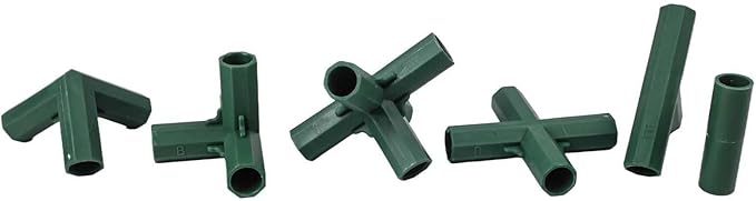 36 Packs Greenhouse Frame Connectors for 16mm Tubes, 6-Way Plastic Garden Structure Fittings with 3/4/5-Way Corners Tees for DIY Cold Frames, Plant Shelters and Shelving Units, Green