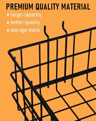INCLY 4 Pack Pegboard Baskets Bins Set, Black Metal Pegboard Accessories | 4 Size Square Style, Metal Wire Basket, For Any Peg Board Organizing Tools, Workbench Garage Wall Storage