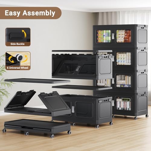 BROVIEW 300 Qt Extra Large Stackable Storage Bin with Lid, 1 Pack Black