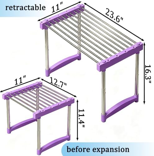 BLULEE Expandable Standing Shelf Unit, Adjustable Storage Rack Purple