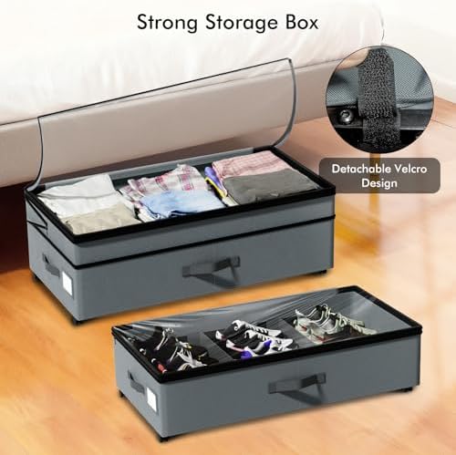 2-Pack Under Bed Storage Containers with Wheels, 75L Each, Gray
