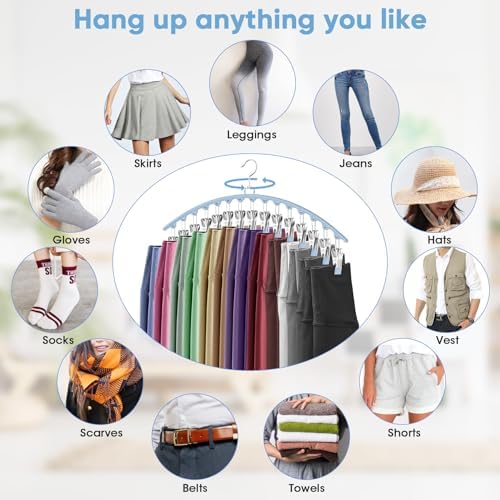 3 Pack Legging Organizer for Closet Hanging, Pants Hangers with Clips Metal