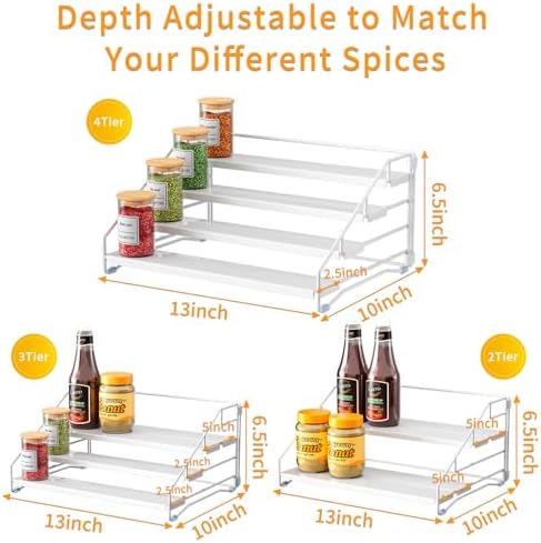 Spice Rack Organizer for Cabinet, Depth Adjustable 4 Tier Spice Rack,1 Pack