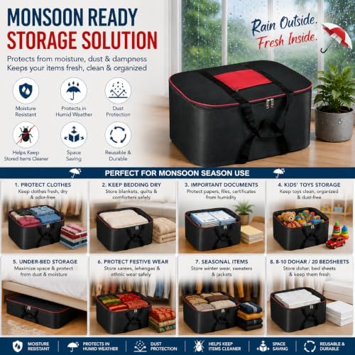 Storite 6 Pack Moisture Proof Nylon Large Underbed Storage Bag For Clothes