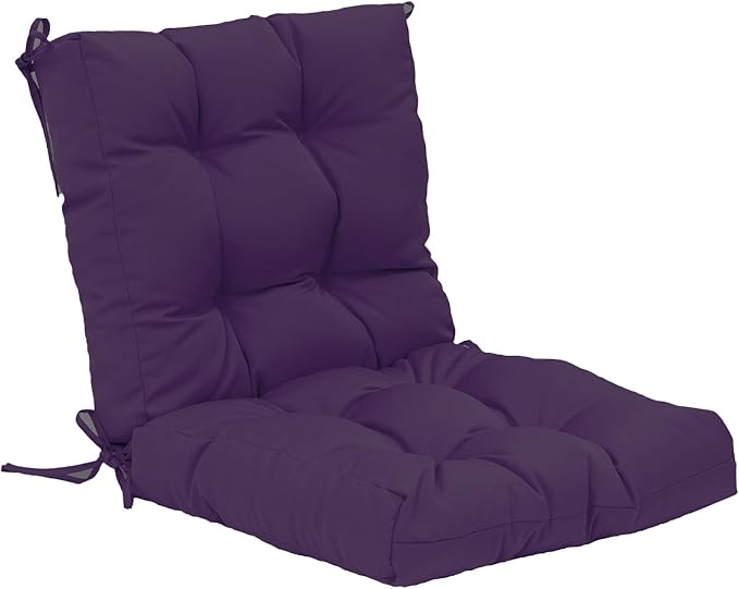 QILLOWAY Outdoor Chair Cushion for Patio Furniture, Waterproof Patio Cushions with Ties, Fade Resistant Replacement Pads for Outdoor Rocking Chairs,Purple
