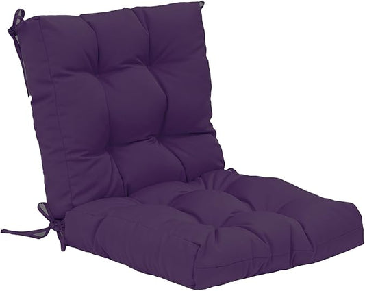 QILLOWAY Outdoor Chair Cushion for Patio Furniture, Waterproof Patio Cushions with Ties, Fade Resistant Replacement Pads for Outdoor Rocking Chairs,Purple