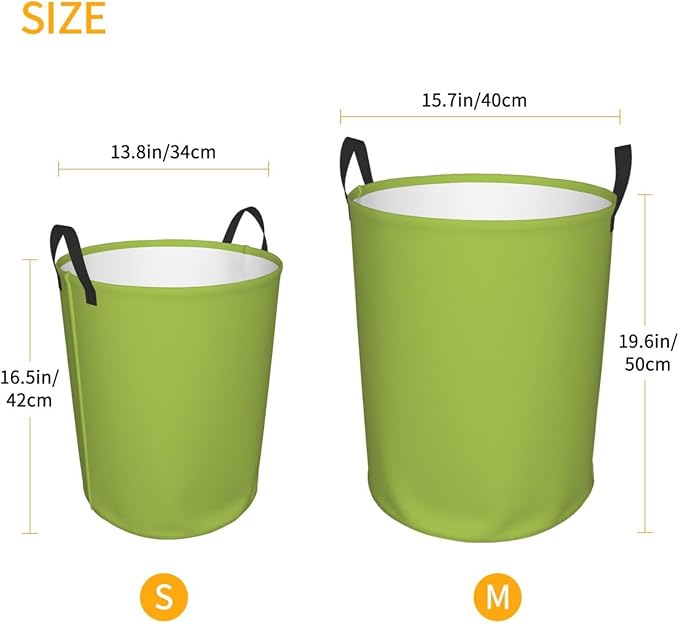 19.6" Large Laundry Hamper Bag, Lime Green Trend Color Collapsible Laundry Basket Dirty Clothes Organizer Washing Bin for Family Essentials Storage